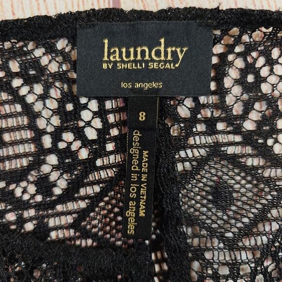 Laundry by Shelli Segal sheer crochet bell sleeve swim cover up sz 8 - Picture 8 of 8